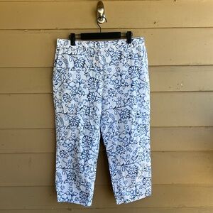 J.Jill Floral Capri Pants - Size 10 - Stretch Summer Vacation Resortwear Modest